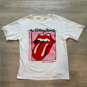 The Rolling Stones Tour Pink Tongue White H&M T-Shirt Womens XS
